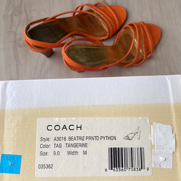 Coach Beatriz Printed Python Orange Heels - Picture 6 of 7